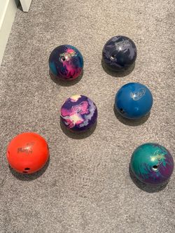 (6) 15 pound high performance bowling balls - all single drill.