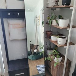 Entryway Mirror And Shelf Unit With Drawer