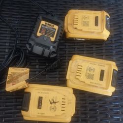 3 DEWALT BATTERYS 20V LITHIUM AND CHARGER 