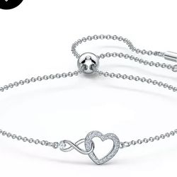 Silver heart and infinity bracelet 