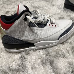 Nike Air Retro 3 Denim Size 9 Jordan Retro Mid Fire Red