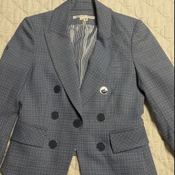 Veronica Beard Diego Dickey Jacket Size 2 Women's Blue Plaid