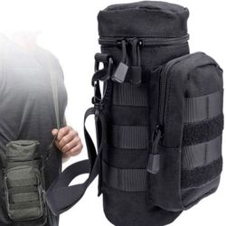 JASLITE Molle Water Bottle Holder, 1000D Nylon Tactical Military MOLLE H2O Pouch Bottle Hydration Carrier,Detachable Shoulder Strap for Backpack Campi