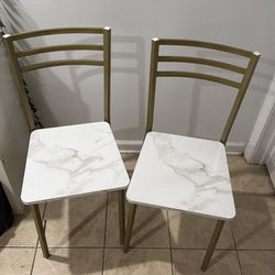 Stylish Faux Marble Dining/Accent Chairs — Set of 2