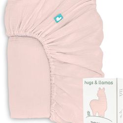 100% Cotton Muslin Crib Sheet New Pink