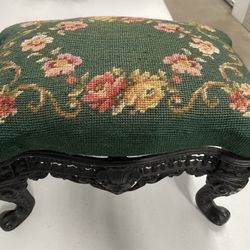  Vintage NeedlePoint Footstool 