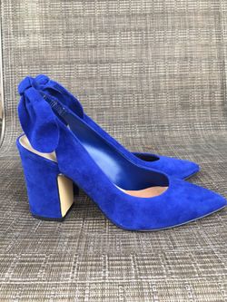 Cobalt blue sling back block heels size 6.5