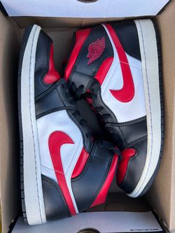 Air Jordan 1 Mid Black Red White Sneakers