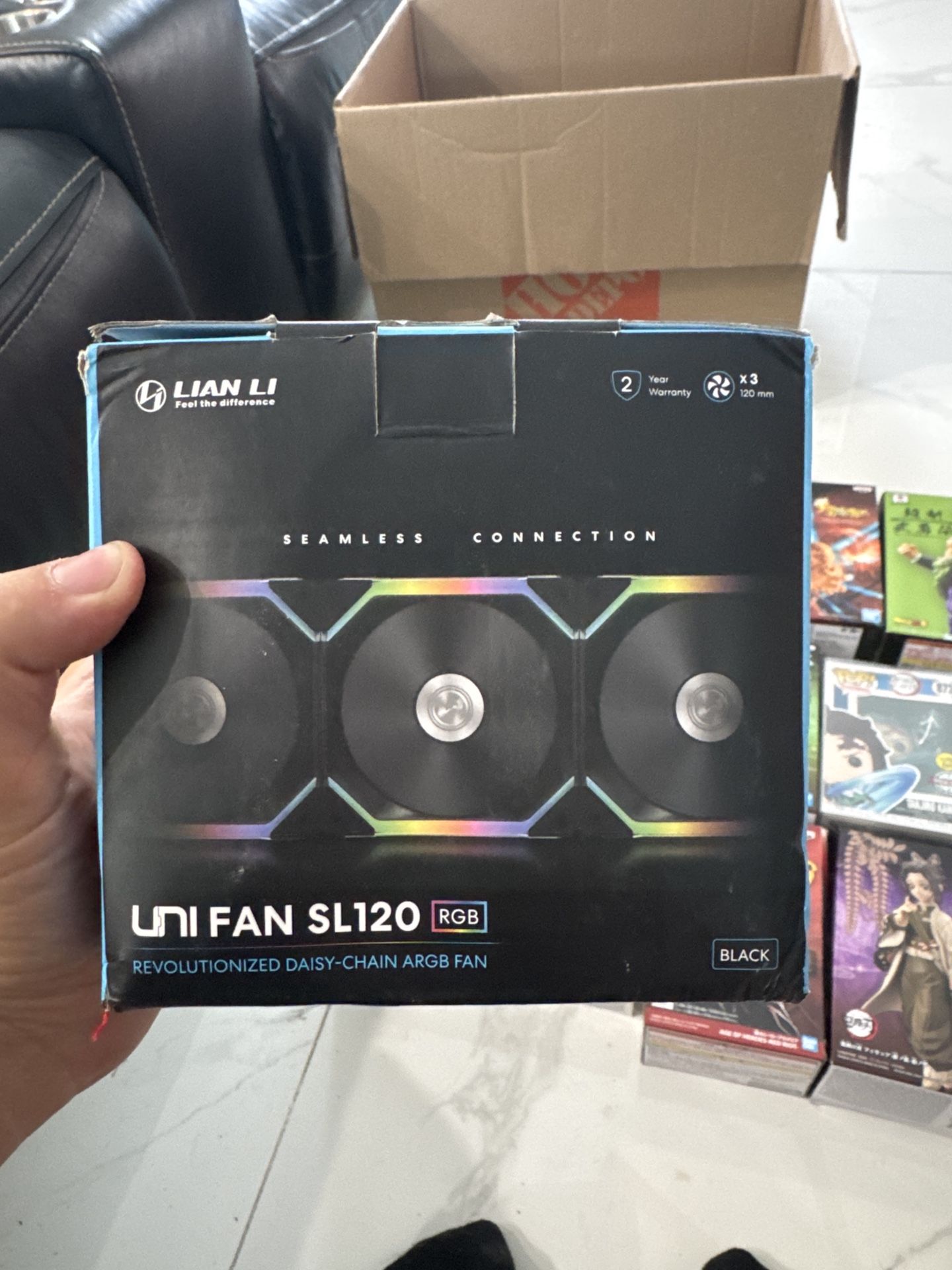 Lian Li UNI FAN SL120 RGB (Black) – 3 Pack – Brand New, Never Used (Open Box)