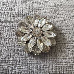 Crystal Rhinestone Flower Brooch