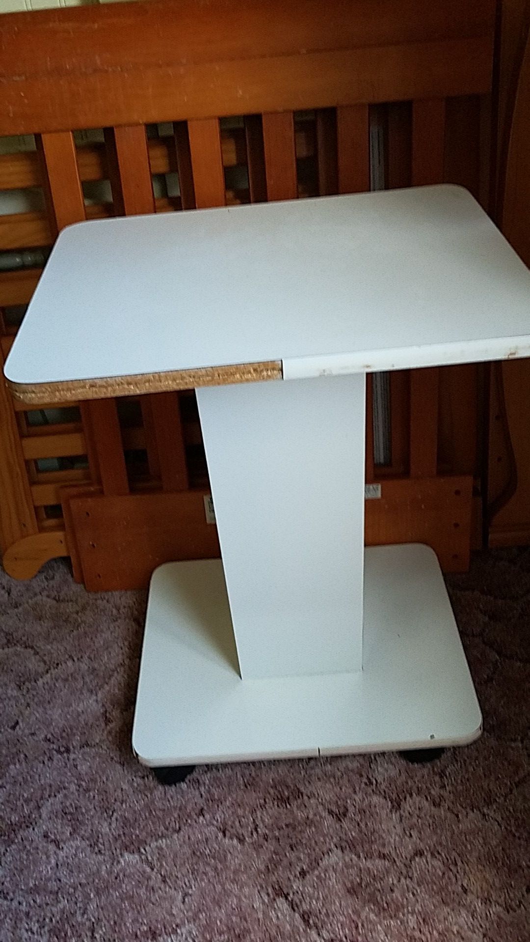 White Roller table Desk Plant Stand