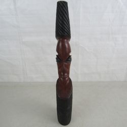 African Solid Hardwood Hand Carved Folk Art Tribal Princess 17" Tall


