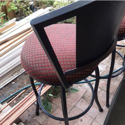 Set of 3 Wrought Iron Bar Stools