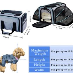 Cat Dog Carrier - Airline Approved Expandable Soft-Sided Pet Carrier with Removable Fleece Pad
