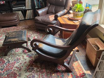 Vintage Moroccan chair and foot stool