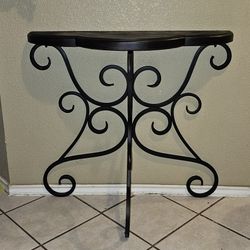 Iron Works Antique Vintage Half Table Wood And Iron