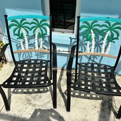 2 Palm Tree Metal Chairs