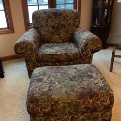 Large Comfortable Chair With Ottoman  