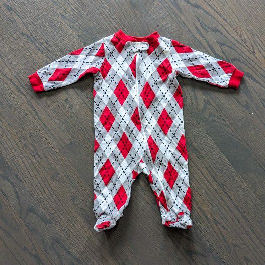 Faded Glory Baby Boy Footed Bodysuit Zip-Up, Red 3-6 Months