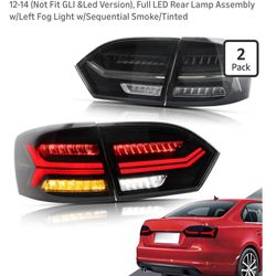 VLAND Led Tail lights Jetta 2011-2014 Sagitar 12-14 Full LED Rear Lamp Assembly w/Left Fog Light w/Sequential Smoke/Tinted