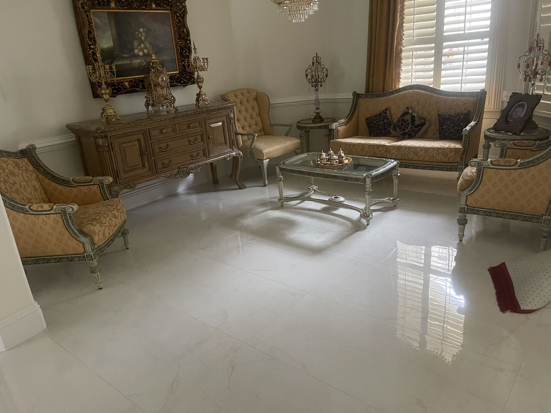 French Furniture Of Eight Pieces So Far And Four Chairs, Coffee Table And Two Side Tables