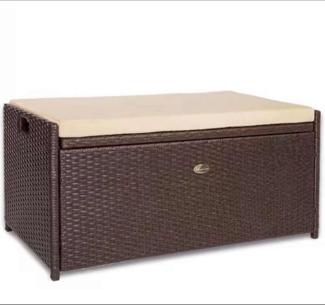 60 Gal. Wicker All-Weather Rattan Wicker Storage Bench Deck Box with Beige Cushion97038
