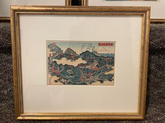 Framed Japanese Woodblock Print Map