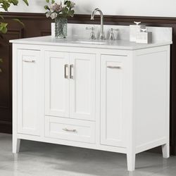 Brand New White 43'Inch Bathroom Vanity w Marble Countertop