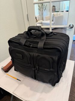 TUMI Alpha Wheeled Business Briefcase – Blackout Edition – Restored