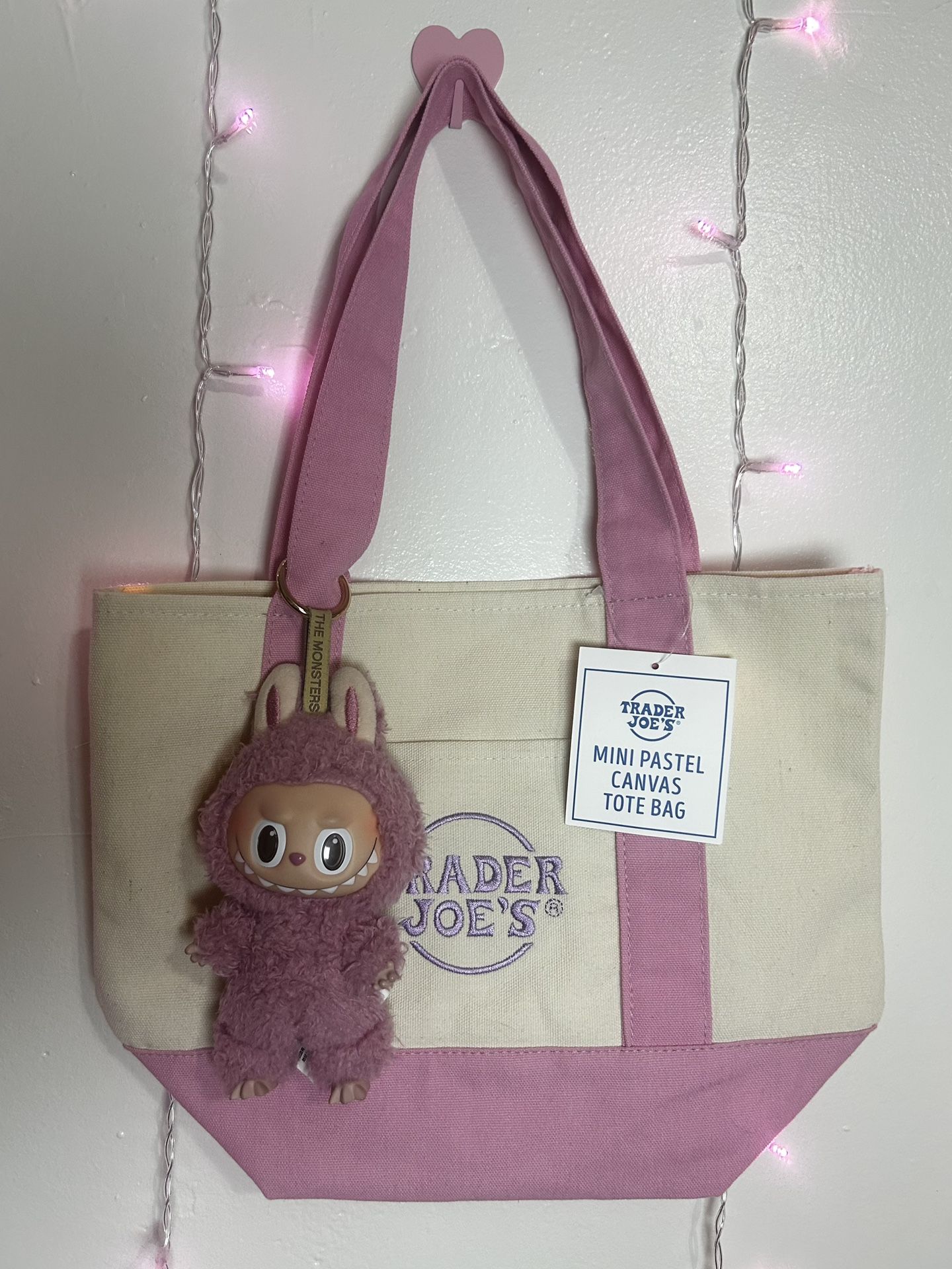 Lychee Berry Labubu With Matching Pink Trader Joe’s Tote