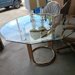 Dining Table, Glass + 4 Chairs