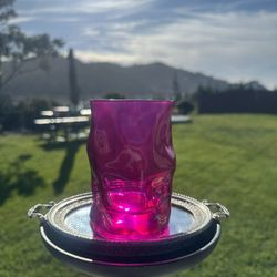 VTG Bormioli Rocco sorgento collection Set of 4Pink tumbler Acqua Rosa Fucsia 