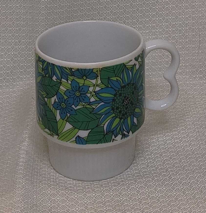Abstract Blue-green Floral Cup 