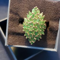 Emerald Ring 4.58 ctw 90 Emeralds, Platinum over Sterling $330