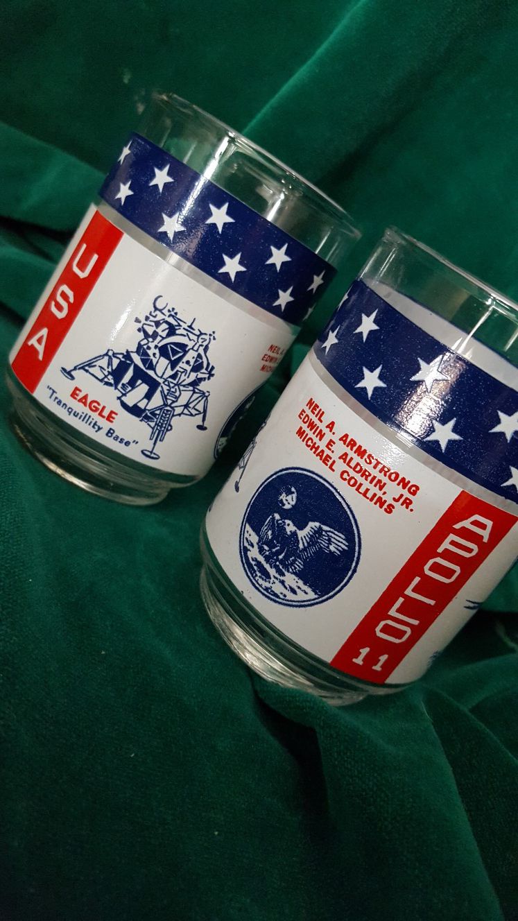 1969 walk on the moon collectible whiskey glasses