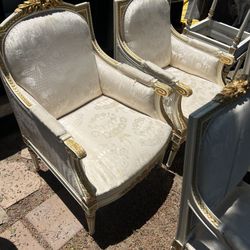 Set of 8 items Of 19th Century French Armchairs, Sofa & Tables (need Cleaning)