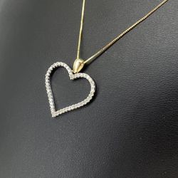 14kt Gold Open Heart With Diamonds Necklace & Pendant Combo 3.10grams .34ctw 165072 39