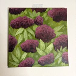 Original Acrylic Painting 12x12 "Wall of Flowers" by Local Artist Drew Dost