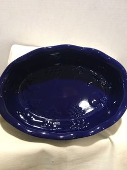 Cobalt Blue Oval Stoneware Bowl