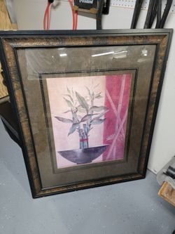 Large Framed Bamboo Wall Art - Double Matted (46"x37")