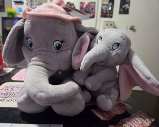 Disney Park Baby Dumbo and Mother Mrs. Jumbo Plush Doll Set of 2