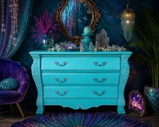 Gorgeous Vintage Ornate Turquoise Dresser