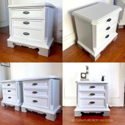 Cat House Litterbox 2 White Nightstands Litter Box End Table Dresser Chest Thumbnail