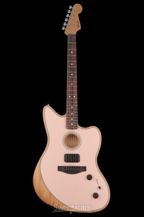 Fender Acoustasonic Player Jazz master Acoustic Electric Guitar Shell Pink Brand New In Box