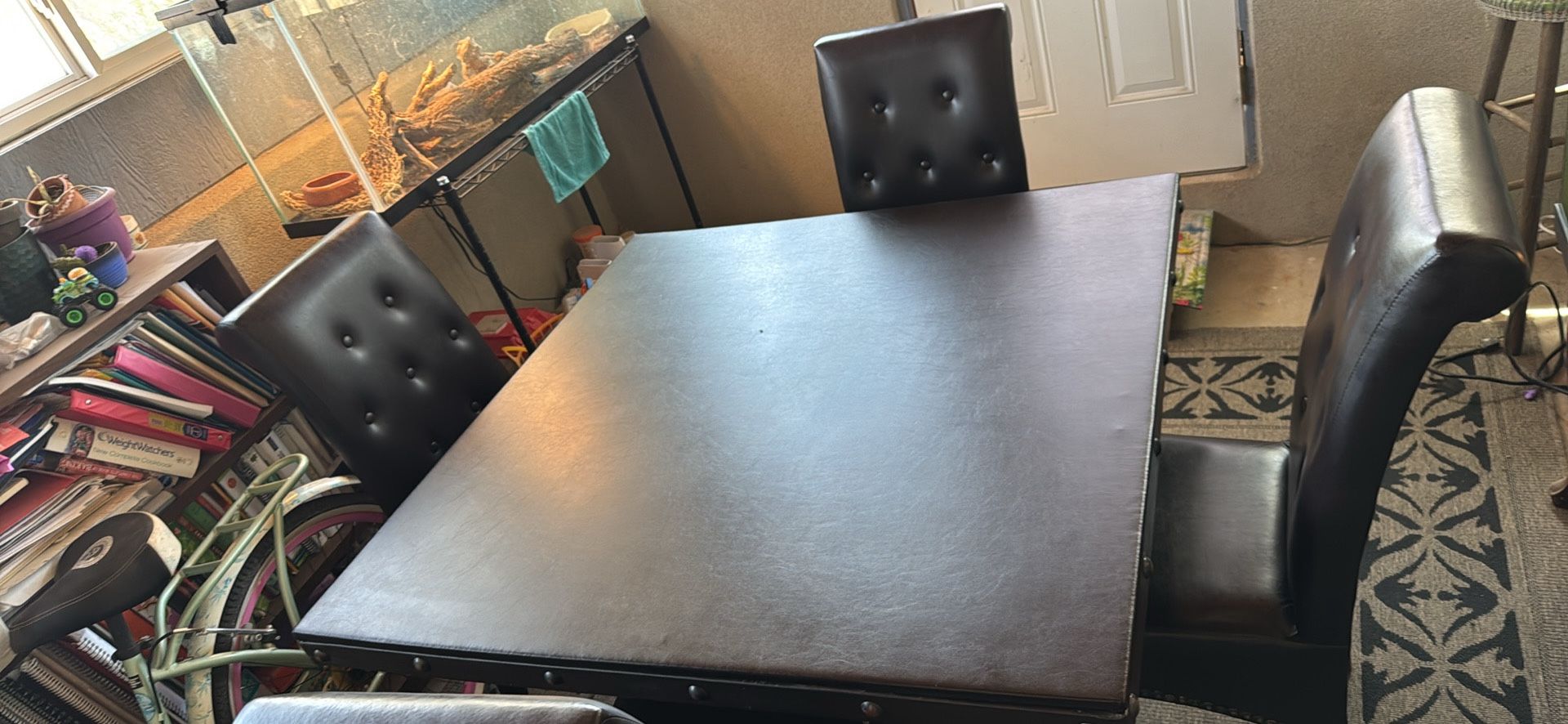 Black Dining Table With 4 High Back Chairs