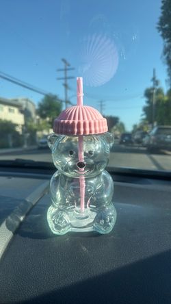 Pink Glass Bear Cup