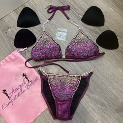 Angel Competition Bikini Competitor Bodybuilding Women’s Crystal Stage Suit Costume