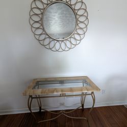 Large mirror and table