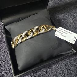 Shaquille O Neal Men S Simulated Diamond Two Tone Stainless Steel Link Bracelet