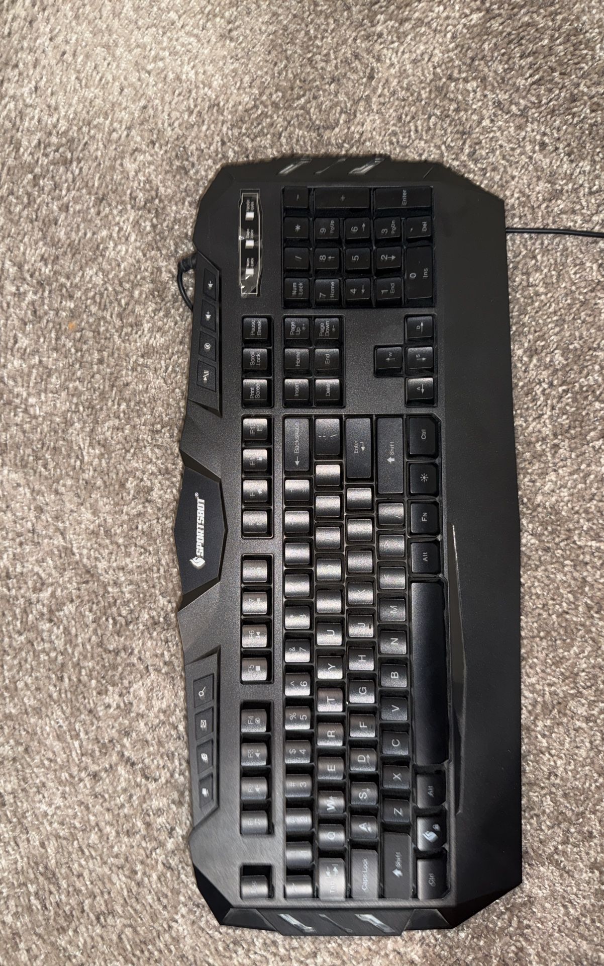 SportsBot Gaming Keyboard SS301 Black USB with Blue LED Backlit Tested